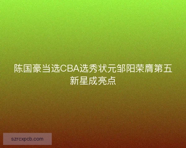 陈国豪当选CBA选秀状元邹阳荣膺第五新星成亮点
